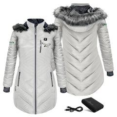 ActionHeat Women's 5V Battery Heated Long Puffer Full-Zip Hoodie Jacket - Philadelphia Eagles Hoodies