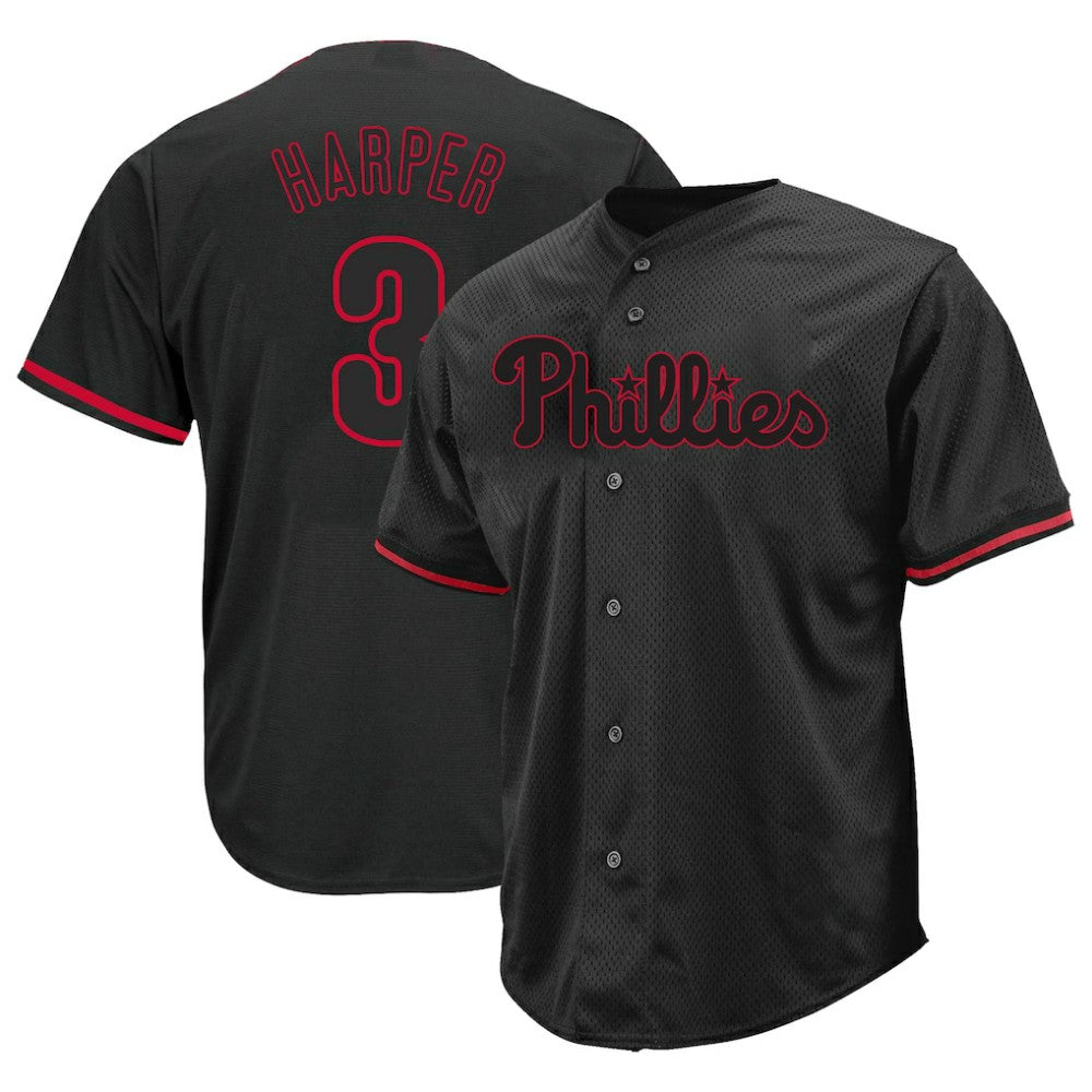Black Bryce Harper Philadelphia Phillies Profile Big & Tall Pop Fashion Jersey