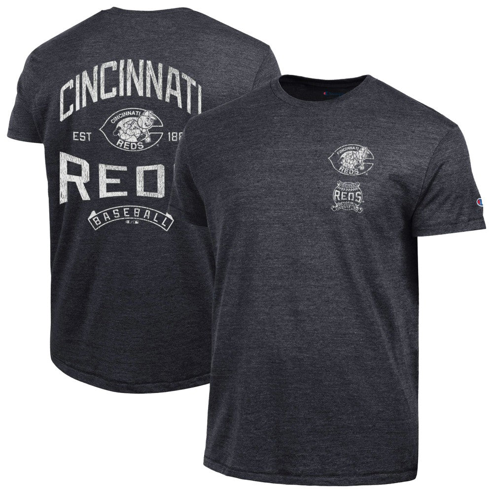 Black Cincinnati Reds Champion Vintage 3-Hit Tri-Blend T-Shirt