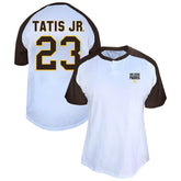 White Fernando Tatis Jr. San Diego Padres Profile Women's Plus Size Name & Number Raglan Henley T-Shirt