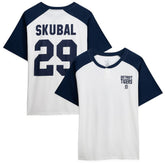 White Tarik Skubal Detroit Tigers Profile Women's Plus Size Name & Number Raglan Henley T-Shirt