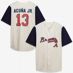 Cream/Navy Atlanta Braves Profile Big & Tall Two-Color Fashion Jersey