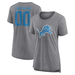 Women's Heritage Custom Name & Number Tri-Blend T-Shirt - Detroit Lions T-shirts