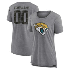 Women's Heritage Custom Name & Number Tri-Blend T-Shirt - Jacksonville Jaguars T-shirts