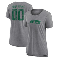 Women's Heritage Custom Name & Number Tri-Blend T-Shirt - New York Jets T-shirts