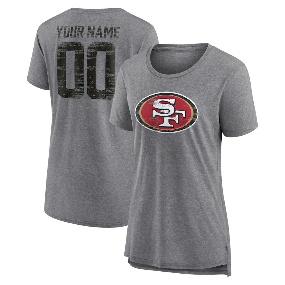 Women's Heritage Custom Name & Number Tri-Blend T-Shirt - San Francisco 49ers T-shirts