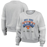 New York Knicks WEAR by Erin Andrews Women's Sleeve Stripe Fleece Crewneck Sweatshirt