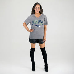 Gameday Couture Women's Relaxed Iconic Edge Rhinestone V-Neck T-Shirt - Seattle Seahawks T-shirts