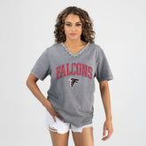 Gameday Couture Women's Relaxed Iconic Edge Rhinestone V-Neck T-Shirt - Atlanta Falcons T-shirts
