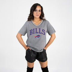 Gameday Couture Women's Relaxed Iconic Edge Rhinestone V-Neck T-Shirt - Buffalo Bills T-shirts