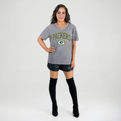 Gameday Couture Women's Relaxed Iconic Edge Rhinestone V-Neck T-Shirt - Green Bay Packers T-shirts