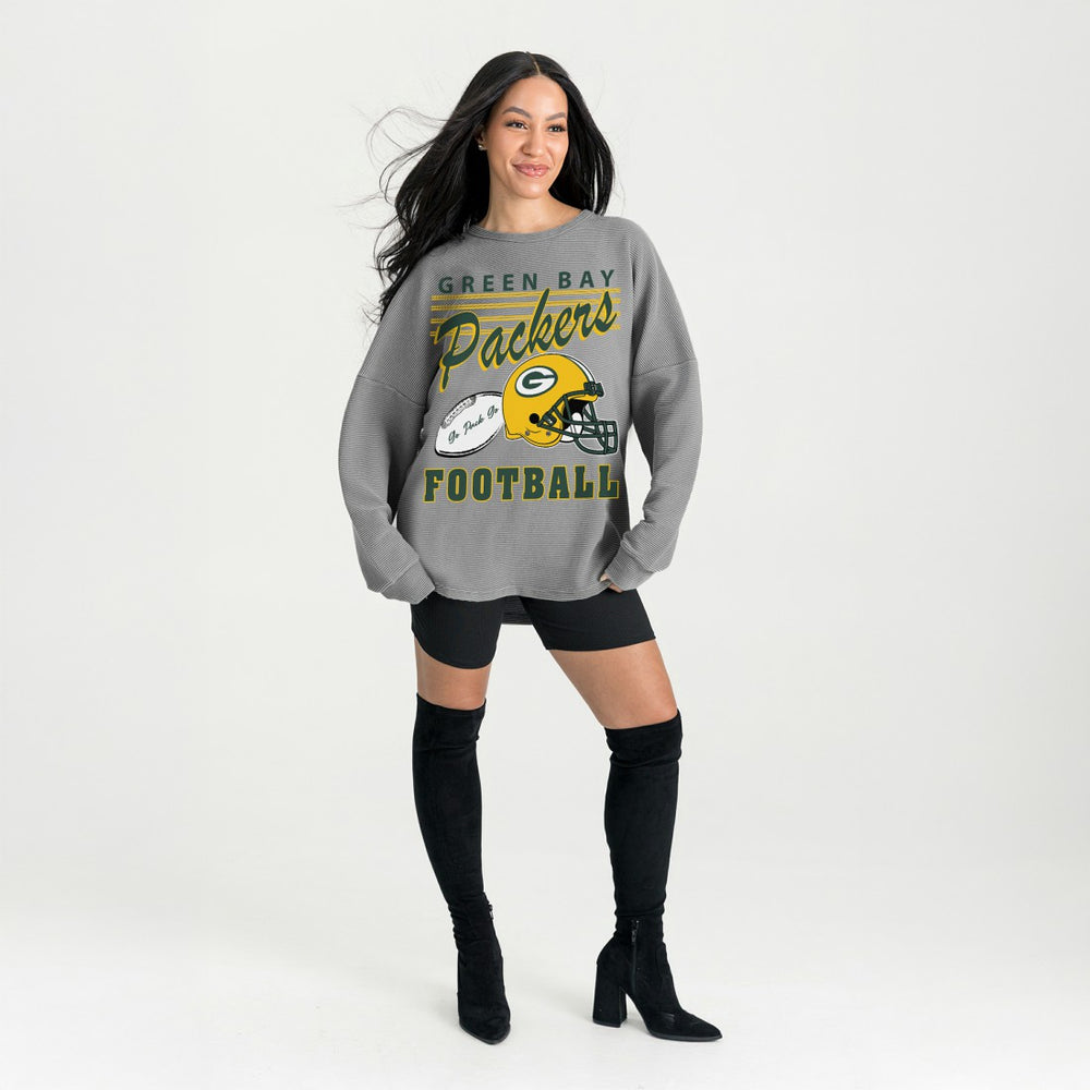 Gameday Couture Women's Oversized Sweet Victory Corded Sweatshirt - Green Bay Packers Sweatshirts