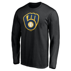 Black Milwaukee Brewers Team Logo Long Sleeve T-Shirt