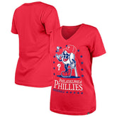 Red Philadelphia Phillies New Era Women's Little Miss 2 V-Neck T-Shirt
