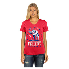 Red Philadelphia Phillies New Era Women's Little Miss 2 V-Neck T-Shirt