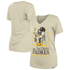 Sand San Diego Padres New Era Women's Little Miss 2 V-Neck T-Shirt