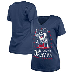 Navy Atlanta Braves New Era Women's Little Miss 2 V-Neck T-Shirt