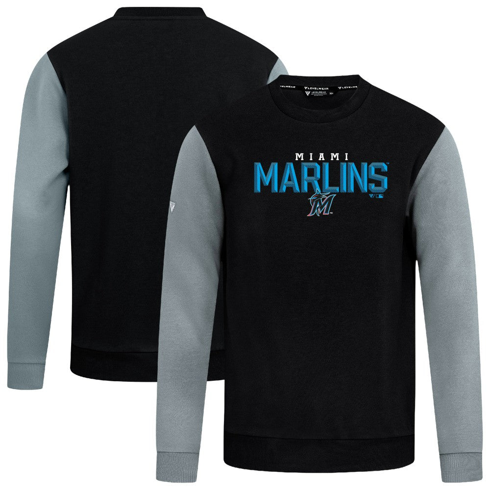 Black Miami Marlins Levelwear Throwback Ultimate Carve Sweatshirt