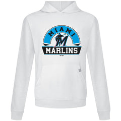White Miami Marlins Levelwear Relay Banner Arch Pullover Hoodie