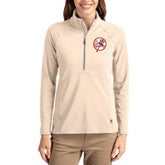 Tan New York Yankees Cutter & Buck Women's Cooperstown Collection Adapt Eco Knit Stretch Half-Zip Pullover