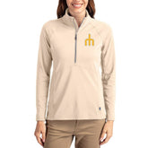 Tan Seattle Mariners Cutter & Buck Women's Cooperstown Collection Adapt Eco Knit Stretch Half-Zip Pullover