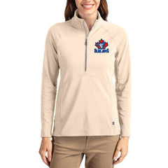 Tan Toronto Blue Jays Cutter & Buck Women's Cooperstown Collection Adapt Eco Knit Stretch Half-Zip Pullover