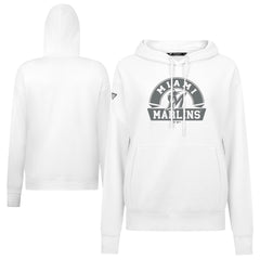 White Miami Marlins Levelwear Women's Adorn Banner Arch Hoodie