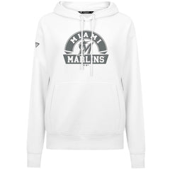 White Miami Marlins Levelwear Women's Adorn Banner Arch Hoodie