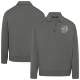 Stone Washington Nationals Levelwear Women's Canmore Chenille Logo Quarter-Zip Top