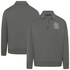 Stone St. Louis Cardinals Levelwear Women's Canmore Chenille Logo Quarter-Zip Top