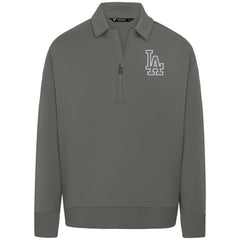 Stone Los Angeles Dodgers Levelwear Women's Canmore Chenille Logo Quarter-Zip Top