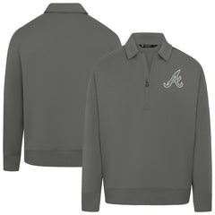Stone Atlanta Braves Levelwear Women's Canmore Chenille Logo Quarter-Zip Top