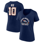 Bo Nix Women's Floral Name & Number V-Neck T-Shirt - Denver Broncos T-shirts