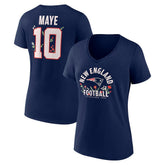 Drake Maye Women's Floral Name & Number V-Neck T-Shirt - New England Patriots T-shirts