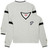 Heather Gray Philadelphia Phillies Mitchell & Ness Women's Cooperstown Collection V-Neck Cropped Toggle Sweatshirt