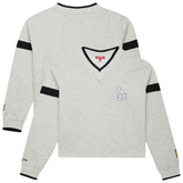 Heather Gray Los Angeles Dodgers Mitchell & Ness Women's Cooperstown Collection V-Neck Cropped Toggle Sweatshirt