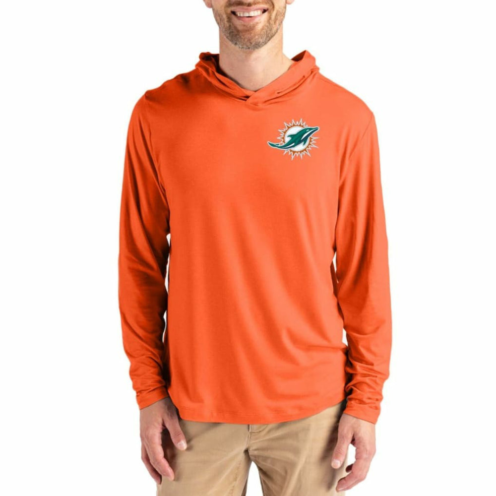 Cutter & Buck Coastline Epic Comfort Recycled Long Sleeve Hoodie T-Shirt - Miami Dolphins Hoodies