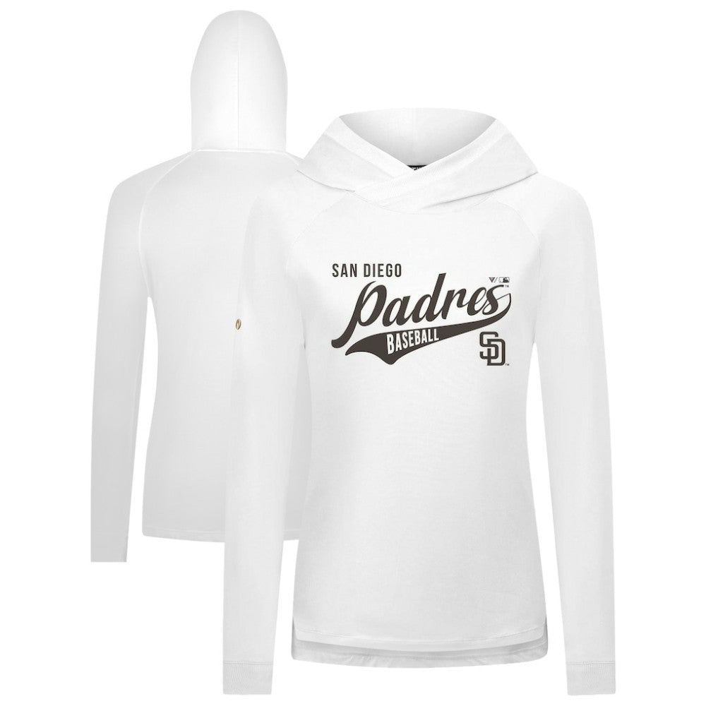 White San Diego Padres Levelwear Women's Slender Glide Raglan Hoodie