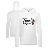 White Baltimore Orioles Levelwear Women's Slender Glide Raglan Hoodie