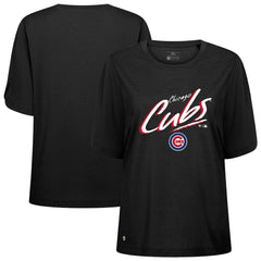 Black Chicago Cubs Levelwear Women's Bloom Sizzle T-Shirt