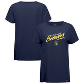 Navy Milwaukee Brewers Levelwear Women's Influx Sizzle T-Shirt