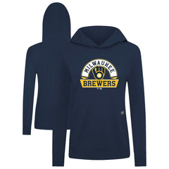 Navy Milwaukee Brewers Levelwear Women's Relay Banner Arch Long Sleeve T-Shirt Hoodie