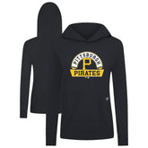 Black Pittsburgh Pirates Levelwear Women's Relay Banner Arch Long Sleeve T-Shirt Hoodie