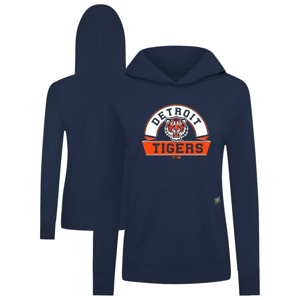 Navy Detroit Tigers Levelwear Women's Relay Banner Arch Long Sleeve T-Shirt Hoodie
