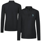 Black Seattle Mariners Levelwear Women's Upright Insignia 2.0 Quarter-Zip Tri-Blend Top