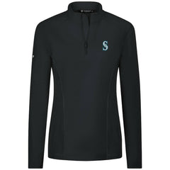 Black Seattle Mariners Levelwear Women's Upright Insignia 2.0 Quarter-Zip Tri-Blend Top