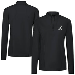Black Atlanta Braves Levelwear Women's Upright Insignia 2.0 Quarter-Zip Tri-Blend Top