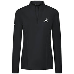 Black Atlanta Braves Levelwear Women's Upright Insignia 2.0 Quarter-Zip Tri-Blend Top