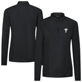 Black Philadelphia Phillies Levelwear Women's Upright Insignia 2.0 Quarter-Zip Tri-Blend Top