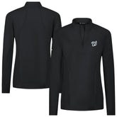 Black Washington Nationals Levelwear Women's Upright Insignia 2.0 Quarter-Zip Tri-Blend Top